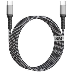 Cable Usb C Vers Usb C 3M, 100W Cable Chargeur Usb C Long C&acirc;ble Usbc 3M Nylon Cable Type C Charge Rapide Fil Cordon Usbc Pour Iphone 16 15 Pro Max/Plus,Ipad Pro/Air, Macbook Pro/Air, Samsung S25/S24 - Neuf