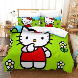 Hello Kitty Housse De Couette D Pink Imprim&iquest;&iquest; Dessin De Lit Microfibre,Parure De Lit Housses De Couettes Avec Taies D'oreiller Pour Garcon Enfant Fille - Neuf