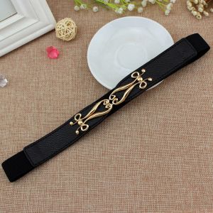 Ceinture De Taille Élastique Réglable Pour Femmes, Coupe Régulière, Couleur Contrastée, Vêtements Assortis, Faux Cuir, Ceinture Confortable Pour Femmes, Accessoire De Taille-65 Cm Noir - Neuf
