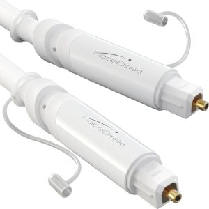 Cable Optique Audio Avec 0% De Perte De Signal Et Capuchon De Protection-12,5m-Câble Toslink Blanc (Câble Fibre Optique Pour Home Cinéma,Amplificateurs,Ps4,Xbox,S/Pdif) - Neuf