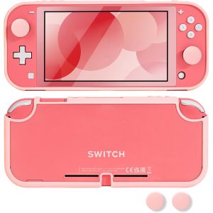 Case for Switch Lite,Anti-Scratch Frosted Translucent White Protective Shell Cover PC Shockproof Protector Case with 2 pcs Thumb Grip Caps,Pink - Neuf