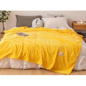 Plaid En Flanelle Jaune Peluche 200x230cm Pour Canap&eacute; Et Literie - Neuf