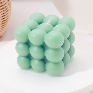 Bougie Bulle | Bougies artisanales naturelles et parfumées | Bougies 100% végétaliennes | Bougies décoratives durables à base de cire de soja naturelle | décoration bohème | 6 x 6 x 6 cm (1pc, vert) - Neuf
