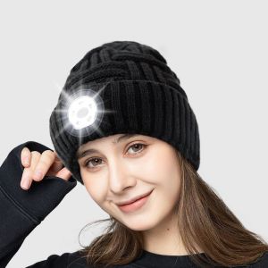 Led Beanie Hat Avec La Lumière - Stuffers Pour Hommes Cadeaux De Phare De Cap Unisexe Hiver Tricot Lumineux Des Phares Chapeaux - Neuf