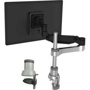 R-Go Caparo 4 D2 Bras De Moniteur -Simple Ecran - Pc Moniteur Support Pour 1 Écran- Fixation Bureau - Ressort À Gaz Jusqu'À 9 Kg - Conception Modulaire-Matériaux Recyclables-Noir/Argent - Neuf