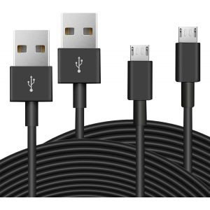 JGD-Lot de 2 c&acirc;bles d'extension d'alimentation de 5 m pour cam&eacute;ras IP sans Fil, c&acirc;ble de Chargement et de synchronisation de donn&eacute;es USB A vers Micro USB pour cam&eacute;ras sans Fil et Plus (Noir) - Neuf