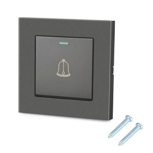 KALANKA-Bouton de Sonnette Ext&eacute;rieur &eacute;Tanche 220&iquest;250 V, Interrupteur Sonnette de Porte en Verre avec Vis, Installation Facile, Usage Domestique ou H&ocirc;telier, l'ext&eacute;rieur, Noir - Neuf