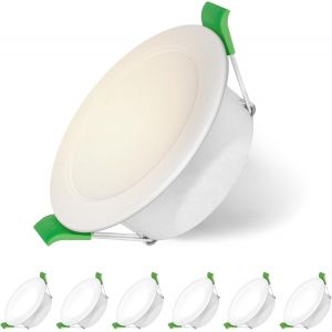 ERYI-Spots Led 230V, Spots Led Encastrables, 8W Diamètre D'Installation 75-85Mm, Ip44, Non Dimmable, Spots De Plafond Plats Blanc Neutre 4000K Pour Salle De Bain, Cuisine, Salon, Lot De 6 - Neuf