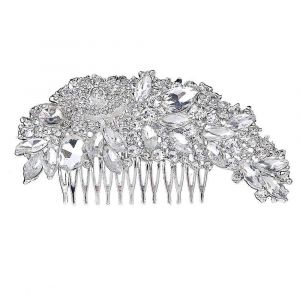 Peignes &iquest;&iquest; Cheveux Plaqu&iquest;&iquest;S Or Blanc Avec Zircon Rond Pour Mari&iquest;&iquest;Es Et Demoiselles D'honneur, Argent Sterling, Accessoires En Zircone Cubique - Neuf