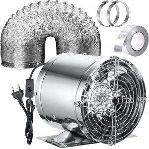 150mm Ventilateur Extracteur D'air,Extracteur En Ligne Kit Avec Tuyau Flexible De 2m,Ruban Adh&eacute;sif,Pour Salle De Bain,Garage,Serre-Argent&eacute;.[I179] - Neuf