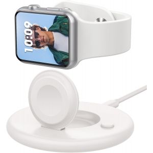 Support Pour Apple Watch, Chargeur Magn&eacute;tique Pliable Pour Smartwatch, C&acirc;ble De Chargeur De Montre Avec Usb C, Station De Chargement Rapide Pour Apple Watch Series 10/9/8/7/6/5/4/3,Se,Ultra (Blanc) - Neuf