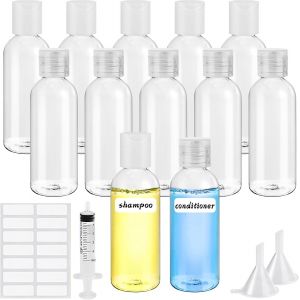 KALANKA-12 Pièces Flacon Voyage, 60ml Flacon Vide Voyage, Contenant Voyage Kit Voyage Avion Cabine Contenant Avion Cabine pour Après-Shampooing Lotion Gel Douche - Neuf