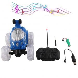Voiture de cascade telecommandee Invincible Tornado, rotative a 360¡ã, double face, rechargeable, avec musique legere, pour enfants - Neuf