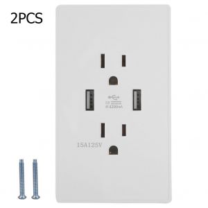 HJLIAN Panneau miroir PC Prise murale americaine Prise murale USB Chargeur 125 V 15 A (DC5 V 4200 mA) (#2) - Neuf