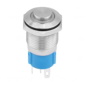 Interrupteur a bouton-poussoir metallique momentane a tete ronde de 16 mm avec eclairage LED 12 V (#2) - Neuf