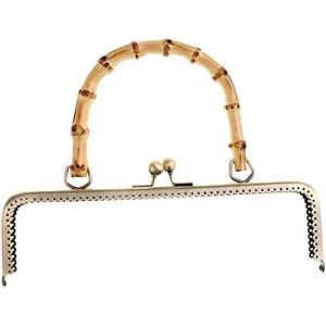 Femme Portefeuille Sac &Agrave; Main Accessoires Mousqueton Anses De Sac En Bambou M&eacute;tal,Bronze,25 Cm - Neuf
