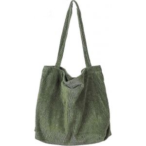 Sac fourre-tout en velours c&ocirc;tel&eacute;,sac &agrave; bandouli&egrave;re en velours c&ocirc;tel&eacute; pour femmes,sacs &agrave; main d&eacute;contract&eacute;s de grande capacit&eacute; pour femmes,beau sac fourre-tout shopping avec poche (vert arm&eacute;e) - Neuf