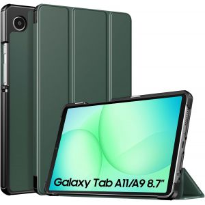 LORANKA-Coque Compatible avec Samsung Galaxy Tab A11/A9 8,7 Pouces (2025/2023), &Eacute;tui de Protection Fin et L&eacute;ger avec Dos en PC Rigide, Vert Nuit - Neuf