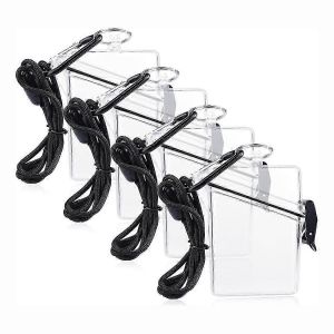 Pack De 4 Étui Porte-Badge Étanche Pour Carte D¿Identité Avec Lanière, Porte-Cartes Étanche Transparent Avec Lanière Et Porte-Clés - Neuf