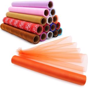 9 Mètres X 40 Cm Tissu Organza Transparent-Décorations De Noël-Fêtes-Décorations De Mariage-Chemin De Table-Couture-Fournitures Créatives (Corail - Neuf
