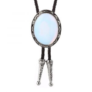 Pierre Naturelle Forme Ronde Bolo Cravate Pour Homme Western Cowboy Cravate Distinguée Noeud Papillon En Cuir Collier Corde Dames Accessoires - Neuf
