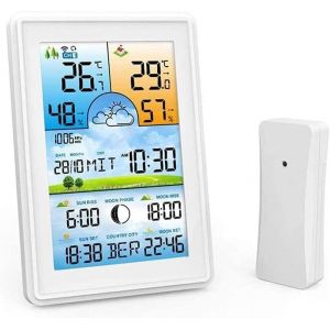 SUBZONAL-Station m&eacute;t&eacute;orologique, Thermom&egrave;tre de Temps num&eacute;rique de Couleur HD avec barom&egrave;tre, Moniteur &agrave; l'int&eacute;rieur de l'humidit&eacute; ext&eacute;rieure et de la temp&eacute;rature, Calendrier de r&eacute;veil - Neuf