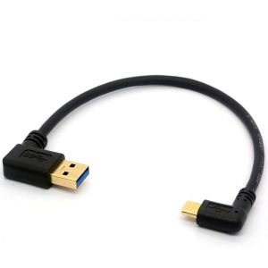 CLOUDDS-Centbest Usb 3.0 90 º Vers Câble Mâle De Type C Coudé Vers La Gauche/Droite Cordon D'Extension Usb C Plaqué Or Transfert De Données Câble De Synchronisation(90°Type C-Usb 3.0 A Left) - Neuf