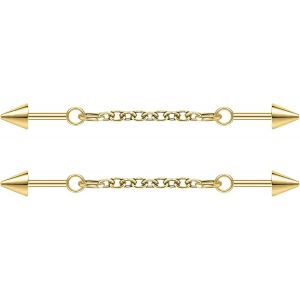 Kal-Paire Bijoux Piercing Industriel Acier Chirurgical 16g, Boucles D'oreilles À Tige Industrielles Chaîne Pendante, Bijoux Barre Industrielle Cartilage Hélix Pour Femmes Et Hommes - Neuf