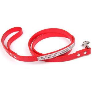 Cmjaagur-Laisse Pour Chien En Cuir Pu De 1,5 Cm X 120 Cm, Rouge Étincelant, Avec Strass, Laisse Pour Animal De Compagnie Pour Chat, Chiot, Petit Animal De Compagnie[M2130] - Neuf