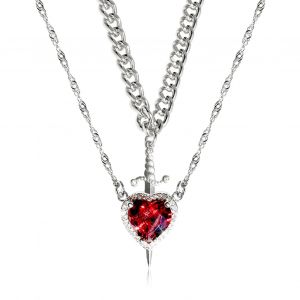 Collier Pendentif Gothique Vintage Pour Femmes,Tendance,Poignard,C?ur,Cha&icirc;ne De Clavicule,Bijoux &Agrave; La Mode Pour Filles,Accessoire De Cou--2 - Neuf