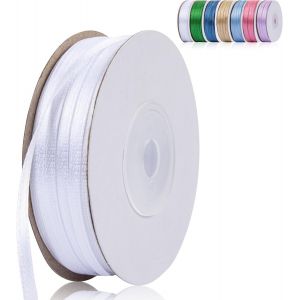Ruban De Satin Blanc 3 Mm X 91 M - Ruban Cadeau De Mariage En Polyester - Pour Travaux Manuels, D&eacute;coration De Ballons, Emballage Cadeau, Anniversaire, Bricolage - Neuf