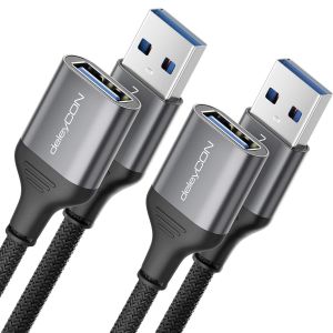 JGD-2x 0,5m C&acirc;ble Rallonge USB 3.0 5Gbps (USB a M&acirc;le vers a Femelle) - Connecteurs en Aluminium et C&acirc;ble en Nylon - pour Clavier, Lecteur de Cartes, Imprimante, Scanner, Appareil Photo, etc. - Neuf