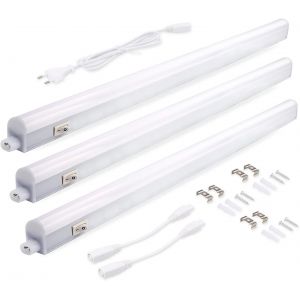Luminaire D'Agencement À Led 8W 57,5Cm 750Lm 4000K Blanc Neutre Éclairage D'Armoire Super Lumineux Blanc Pour Cuisine Armoire Vitrines Extensible Par Système D'Enfichage (3 Pièces)[AMP746870] - Neuf