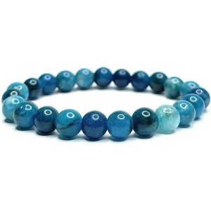 Eryi-Bracelet En Apatite Bleue Pierres Naturelles Perles De 8mm Pierres Fines Et Précieuses Bracelet Unisexe Bijoux Minéraux Cadeau De Sérénité Cadeau Anniversaire Pour Femme Et Homme - Neuf