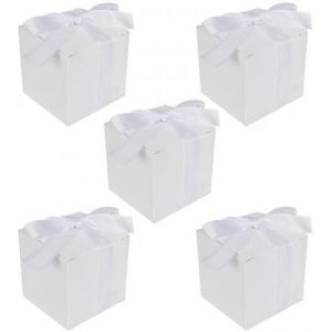 50 Pièces Boites à Dragées en Papier Kraft, Boîte à Bonbons en Papier, Coffret Cadeau avec Ruban, Carré Boîte De Papier Kraft à Bonbon pour Biscuits, Bonbons, Collations, Fêtes, Mariages (Blanc) - Neuf