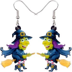 Kal-Cute Halloween Chapeau Sorcier Boucles D'oreilles Femme La Sorci&egrave;re Citrouille Pendentif Pour Femme Fille Festival Bijoux Cadeaux Charme - Neuf
