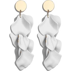 Kal-Boucles D'oreilles Boho &Agrave; Clip Pour Femmes Boucles D'oreilles Pendantes En Acrylique Avec P&eacute;tales De Rose Color&eacute;s Et Non Perc&eacute;s Boucles D'oreilles Pendantes Avec P&eacute;tales De Fleurs - Neuf