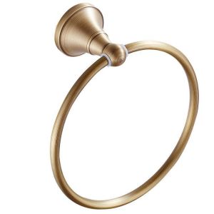 Anneau porte-serviettes rond en laiton bross&eacute;, porte-manteau mural en laiton antique, accessoires de salle de bain et de cuisine. - Neuf