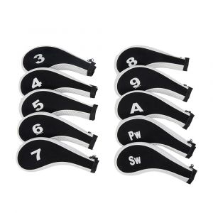 Lot De 10 Casquettes De Protection Vierges Pour Clubs De Golf, Avec Couvre-Tête, Impression De Numéros À Long Col Et 1 Brosse Pour Clubs De Golf - Neuf