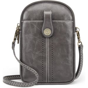 RFCBC-Femme Sac à Bandoulière en Cuir PU avec Blocage RFID Sac Vintage pour Téléphone Portable avec Portefeuille avec Cartes Bandoulière Amovible Réglable pour Téléphone Portable de Moins de 6,7 - Neuf