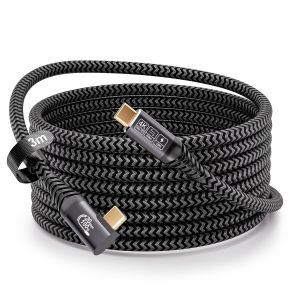 Cable Usb C Vers Usb C 3M,Cable Usb C Coudé Usb C 3.2 20Gbps100W Câble Usb C Charge Rapide,Transmission Video 5K/4K@60Hz Câble Usb C Vers Usb C Pour Téléphones Mobiles, Moniteurs,Laptop - Neuf