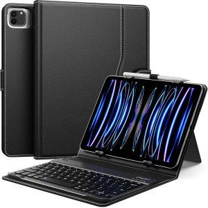 Étui Qwert Clavier Universel Compatible Avec 9"",9.7"",10.1"",10.2"",10.4"",10.5"",10.9"",11"" Tablette, Coque Clavier Bluetooth Sans Fil Amovible Et Support De Stylet Pour Ipad Samsung Fire Pixel, Noir - Neuf