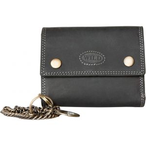 asas-Portefeuille Wild,Gris Très Foncé,Unisex,En Cuir Véritable Naturel Résistant,Avec Chaîne En Métal - Neuf