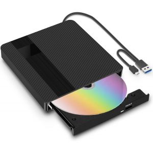 Lecteur CD DVD Externe avec USB 3.0 Type-C Graveur DVD Externe CD DVD +/-RW Lecteur Portable pour Ordinateur Portable Bureau PC et Mac OS pour MacBook - Neuf