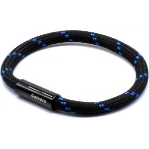 Bracelet Cordage De Voile Noir Pour Homme Et Femme - Tressé - Style Nautique - Avec Fermeture Magnétique (Riu Blue Noir, 185) - Neuf