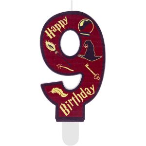 SANSH-Bougie Chiffre 9 Anniversaire École de Magie - Décoration de Gâteau pour Enfants 9 Ans, Thème Sorcier Garçon et Fille, Accessoires Anniversaire Magique pour Fête d'Enfant - Neuf