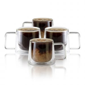 Double Paroi En Verre Tasse &Agrave; Caf&eacute; De 4 - 250 Ml Isolation Thermique De Verre De Lunettes Pour Le Th&eacute;, Le Caf&eacute;, Latte, Cappuccino - Neuf