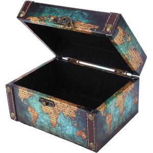 Boîte à Bijoux Faite à la Main en Bois,Boîte de Rangement en Bois,Rangement de Bijoux Rétro,Présentoir Organisateur Vintage avec Couvercle,Grand Souvenir Décoratif - Neuf