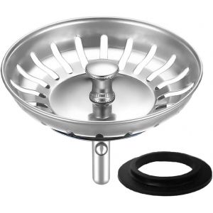 1 Pi&egrave;ces Bouchon Evier Cuisine,Cr&eacute;pine Universelle Acier Inoxydable,Bouchon Panier Pop-Up-Lavable Lave-Vaisselle,Ne Se Bouche & Ne D&eacute;borde Pas - Neuf