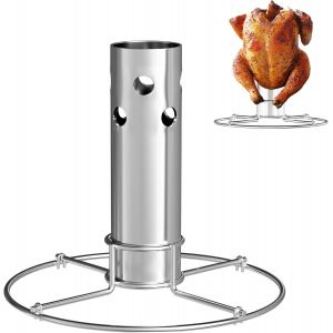 ASFASFq-Rôtissoire à poulet en acier inoxydable - Boîte à bière - Grille à poulet avec récipient aromatique amovible - Support pour poulet - Support pour la plupart des barbecues à gaz et four - Neuf
